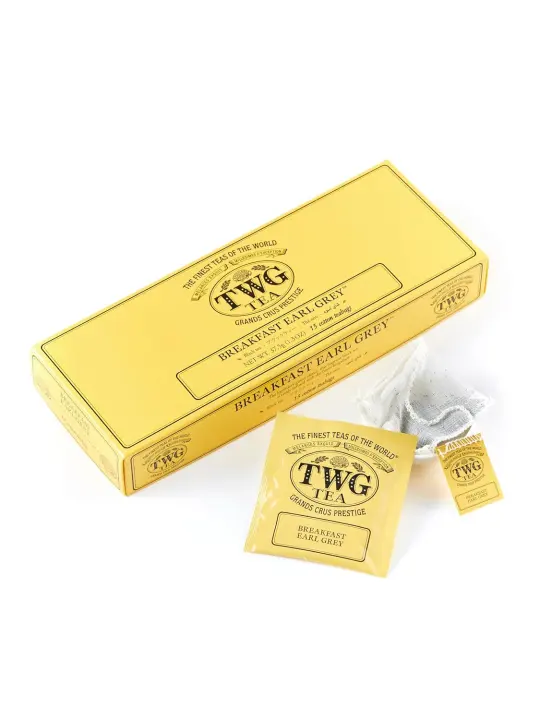 TWG Breakfast Earl Grey Black Tea — 15 Hand-Sewn Cotton Tea Bags